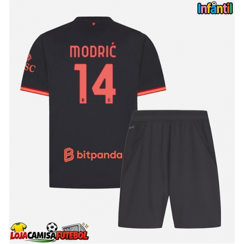 Camisa de Futebol AC Milan Luka Modric #14 Equipamento Alternativo Infantil 2026-27 Manga Curta (+ Calças curtas)